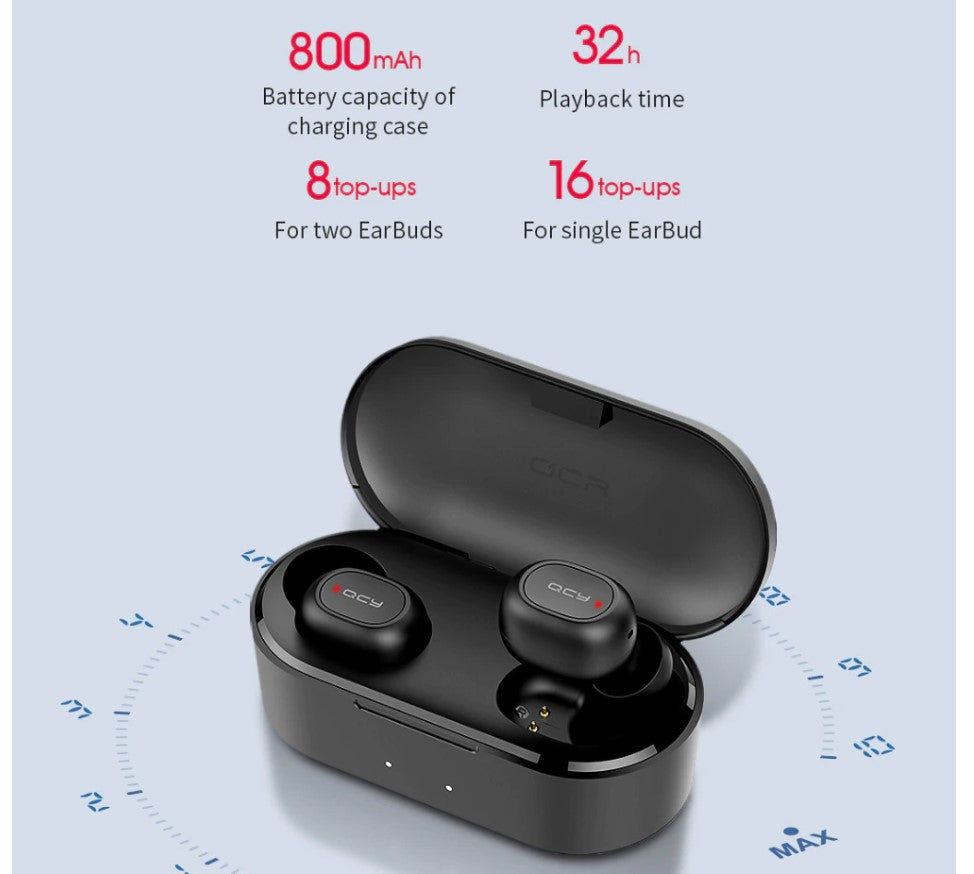 Auriculares Bluetooth con Doble Micrófono y Estuche de Carga