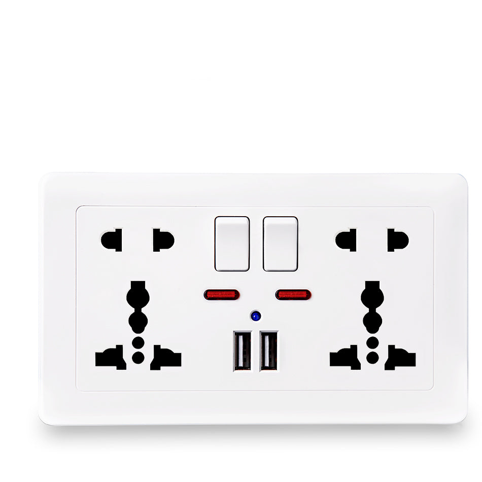 Toma Corriente Universal Doble con Puertos USB