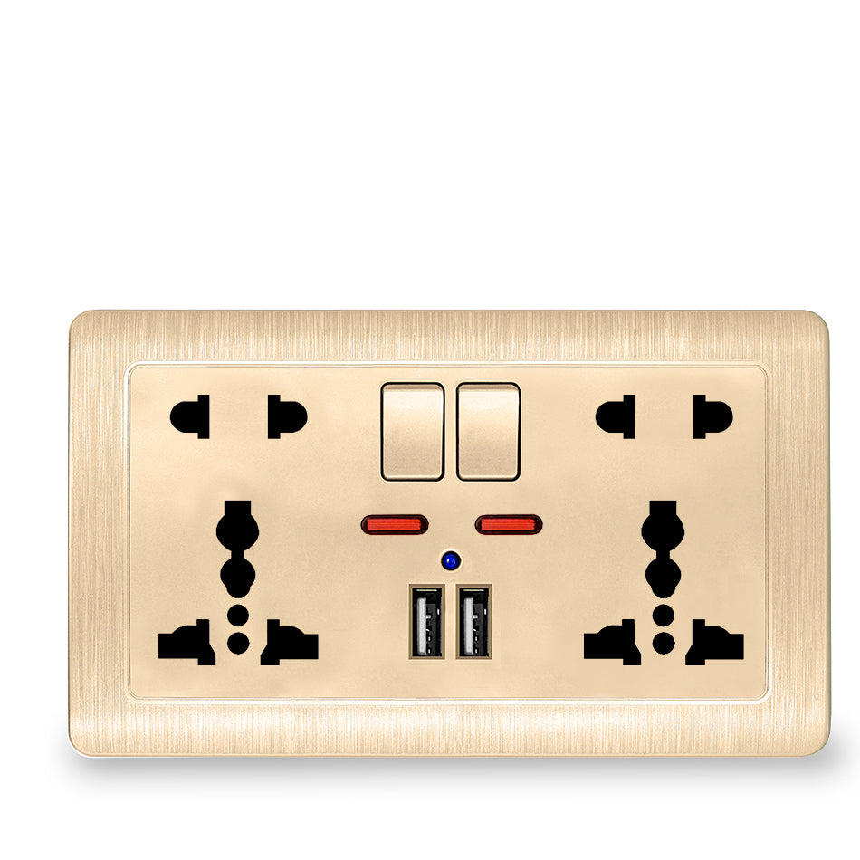 Toma Corriente Universal Doble con Puertos USB