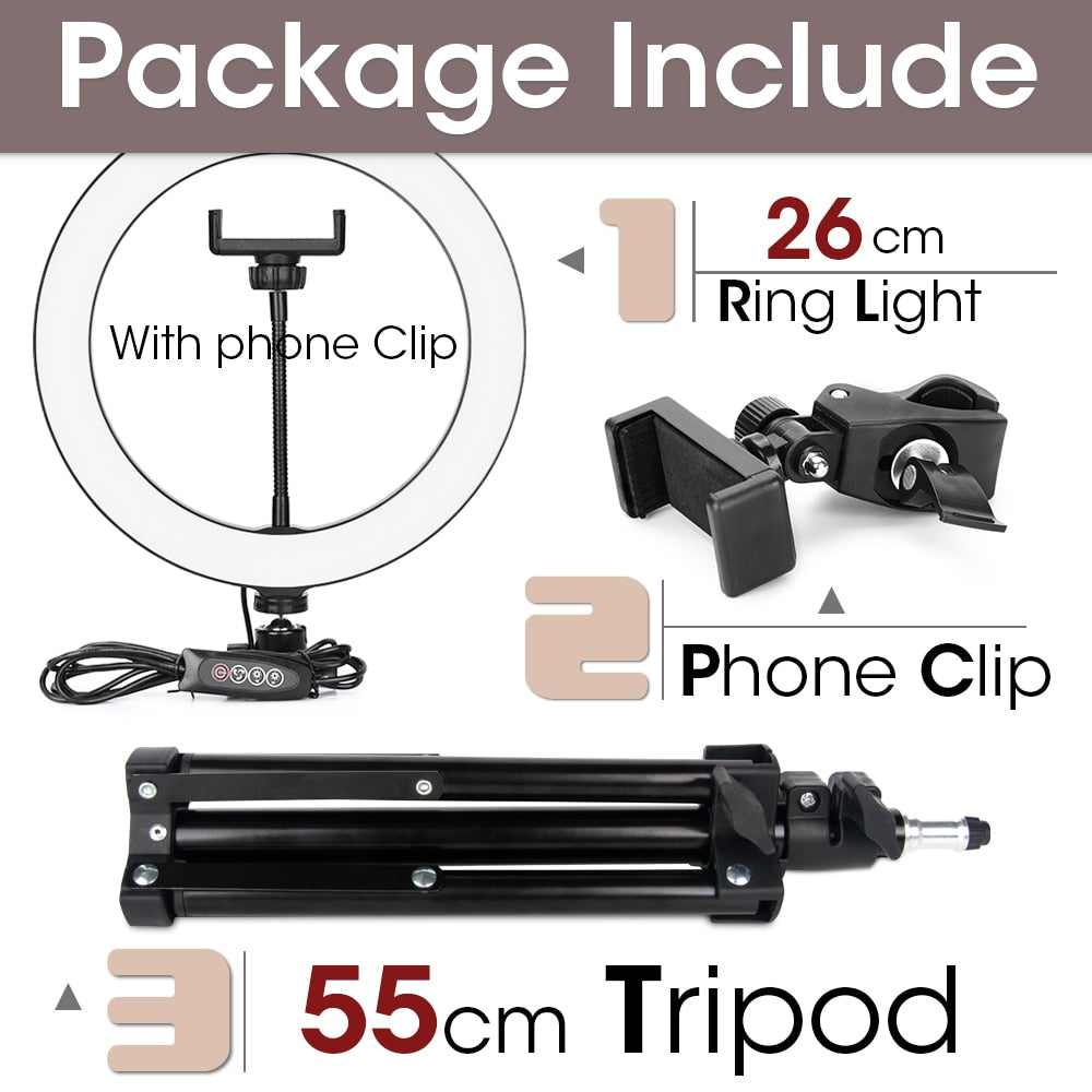 Aro de Luz LED Regulable para Cámara