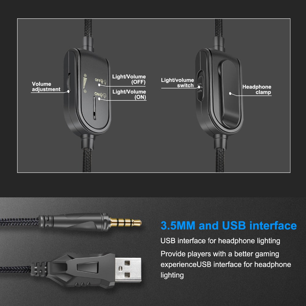 Auriculares Gaming LED Camuflaje con Micrófono