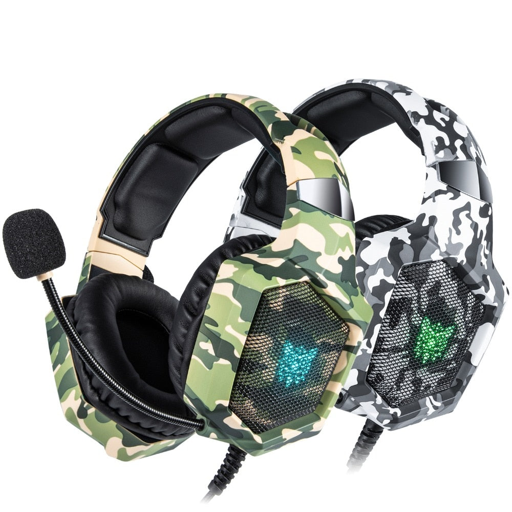 Auriculares Gaming LED Camuflaje con Micrófono