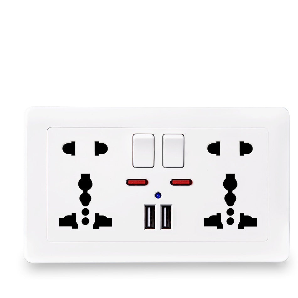 Toma Corriente Universal Doble con Puertos USB