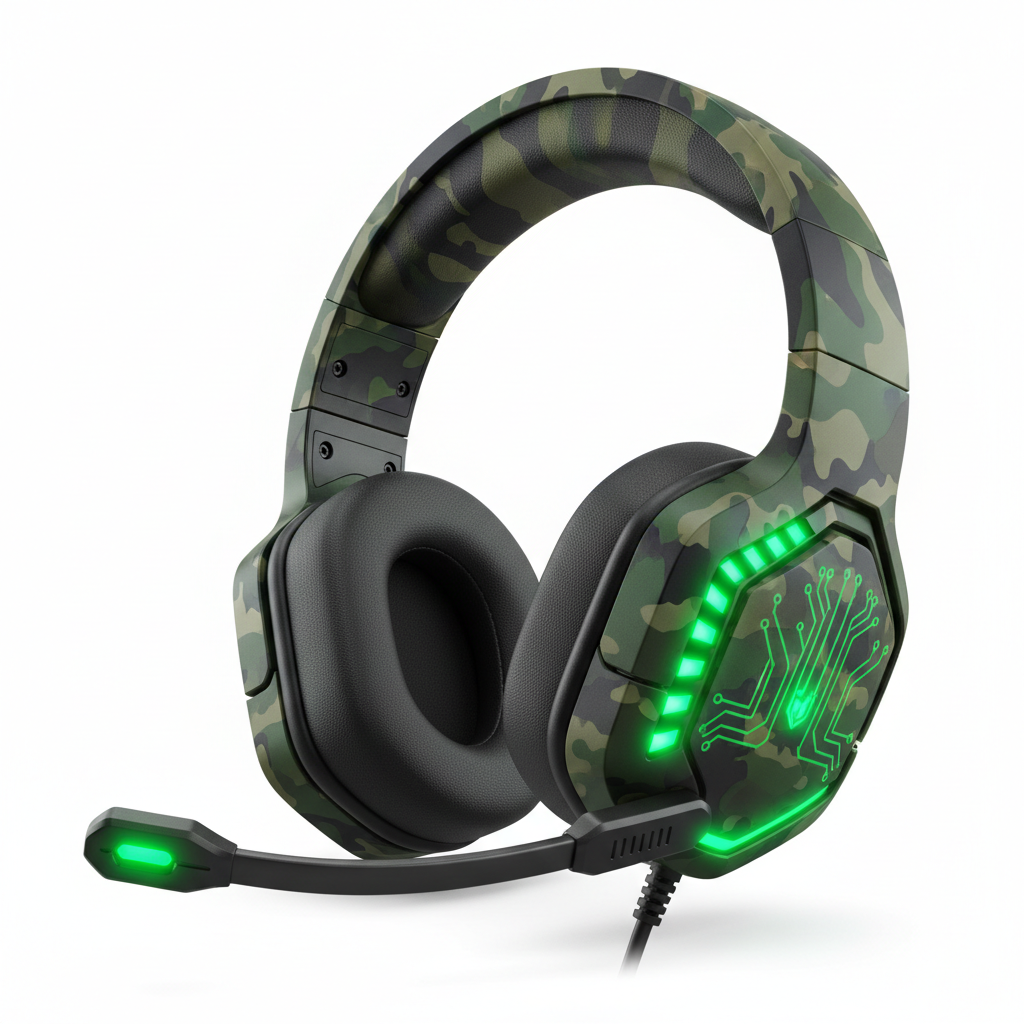 Auriculares Gaming LED Camuflaje