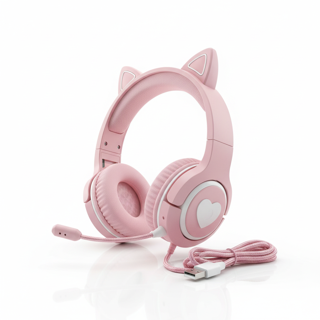 Auriculares Gaming Rosa con Micrófono